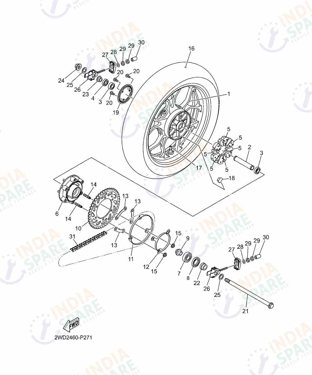 YAMAHA D772 MT 03 Series REAR WHEEL